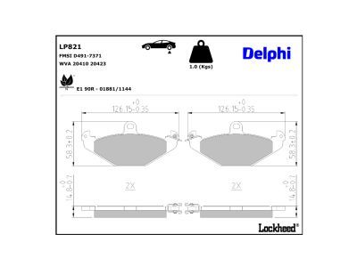 DELPHI LP821 - Brake Pad Set, disc brake