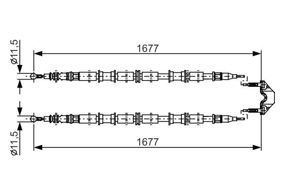 Тросовий привод, стоянкове гальмо, Opel Zafira 1.8 16V/2.0/2.2 DTI 00-05 (1677/1677mm), Bosch 1987482141