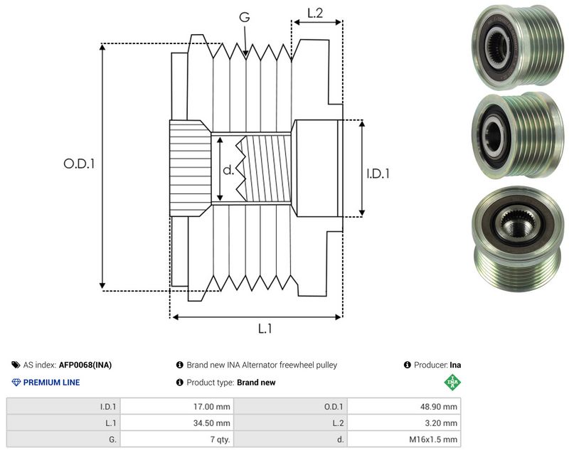 AS-PL AFP0068(INA) Alternator Freewheel Clutch