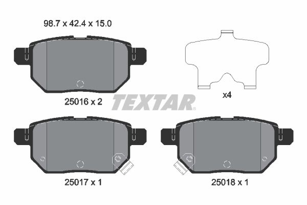 Комплект гальмівних накладок, дискове гальмо, Textar 2501601