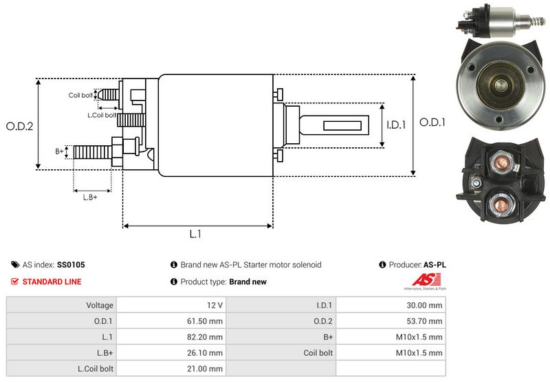 Magnetlülitus, starter, AS-PL SS0105