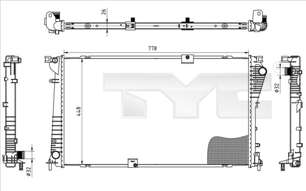 Радіатор, система охолодження двигуна, Tyc 725-0045