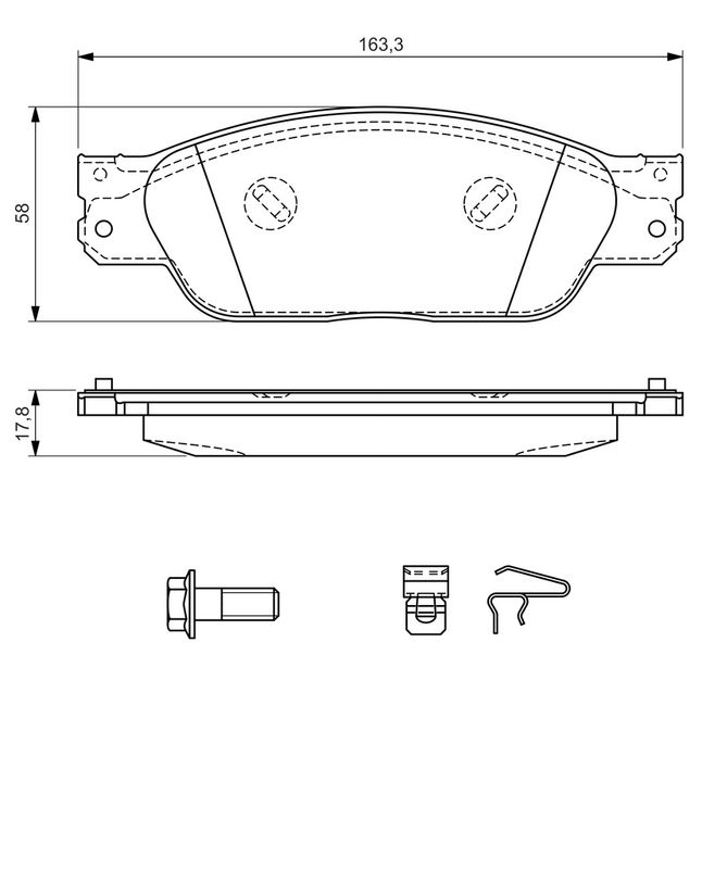 Piduriklotsi komplekt, ketaspidur, BOSCH 0 986 494 141