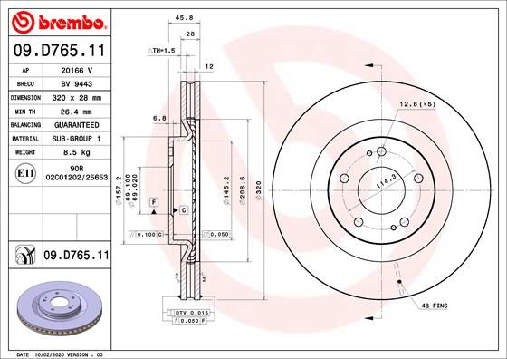 Гальмівний диск, Brembo 09.D765.11