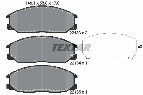 Комплект гальмівних накладок, дискове гальмо, Textar 2218301