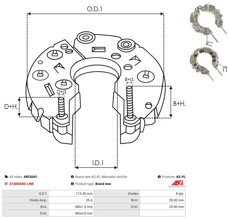 AS-PL ARC6041 Rectifier, alternator