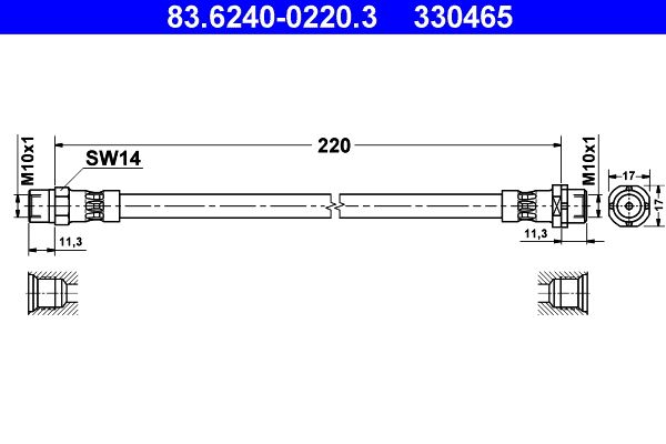 Гальмівний шланг, Ate 83.6240-0220.3