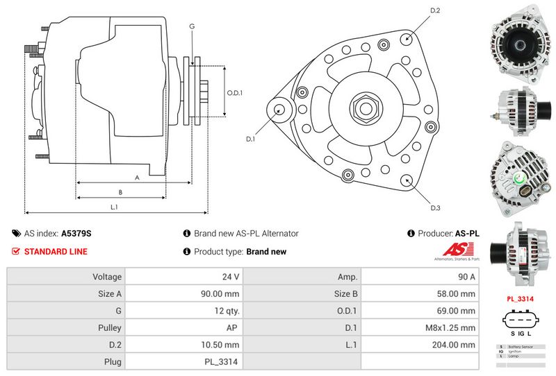 AS-PL A5379S Alternator