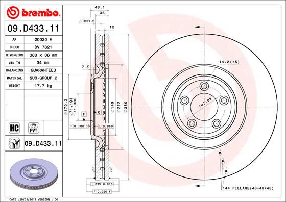 BREMBO Remschijf 09.D433.11