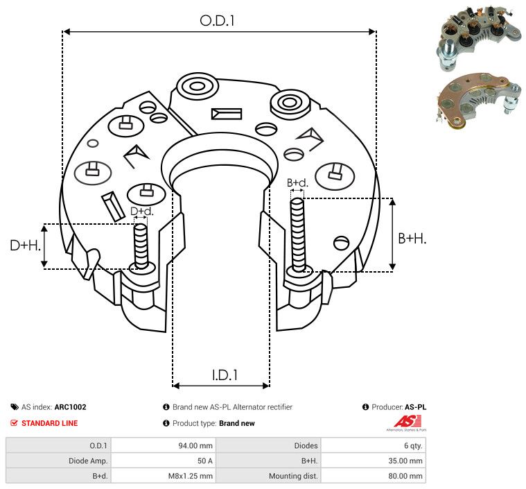 AS-PL ARC1002 Rectifier, alternator