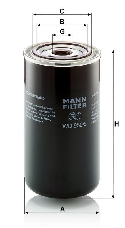 Filtru, sistem hidraulic primar WD 950/5 MANN-FILTER