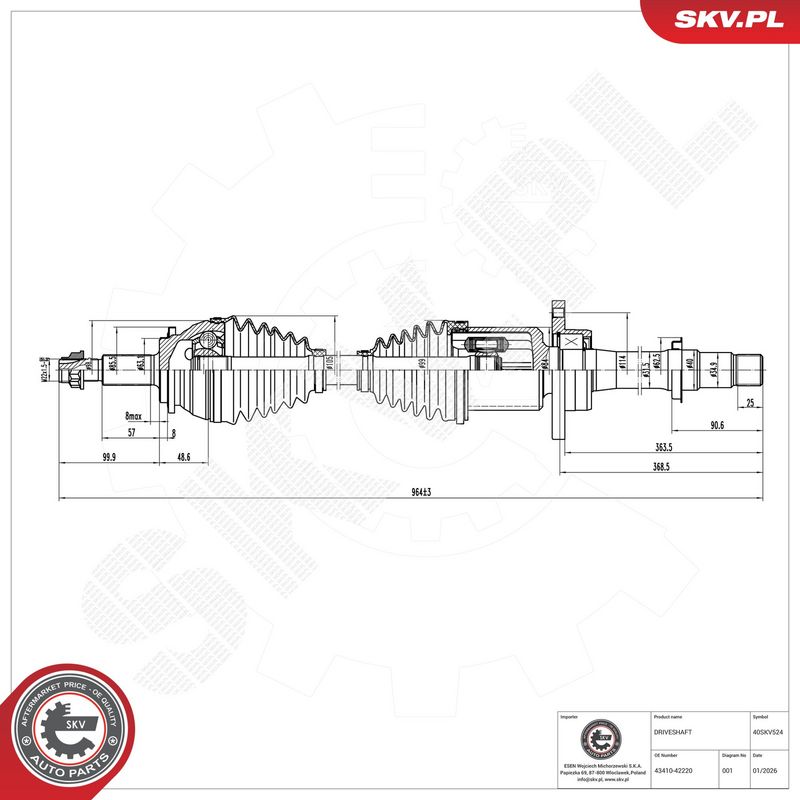 This part match OEM code: 43410-42221