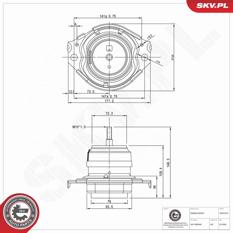 ESEN SKV 75SKV479 Mounting, engine