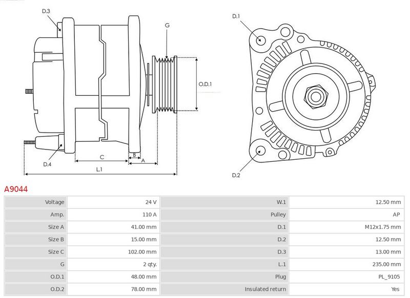 AS-PL A9044 Alternator