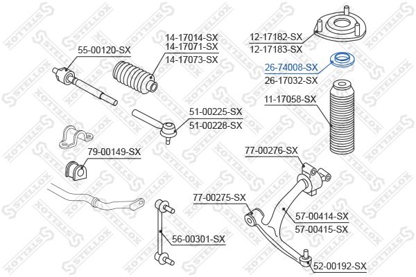 STELLOX 26-74008-SX Rolling Bearing, suspension strut support mount