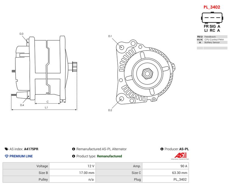 This part match OEM code: 98AB-10300-JA