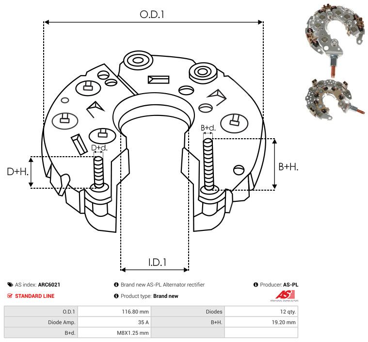 AS-PL ARC6021 Rectifier, alternator