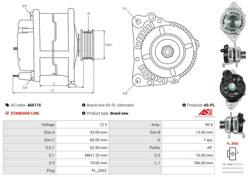 AS-PL A6611S Alternator