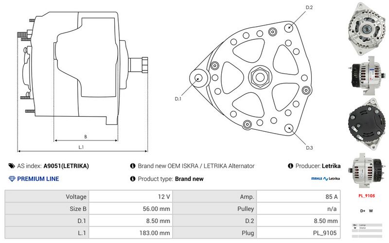 AS-PL A9051(LETRIKA) Alternator