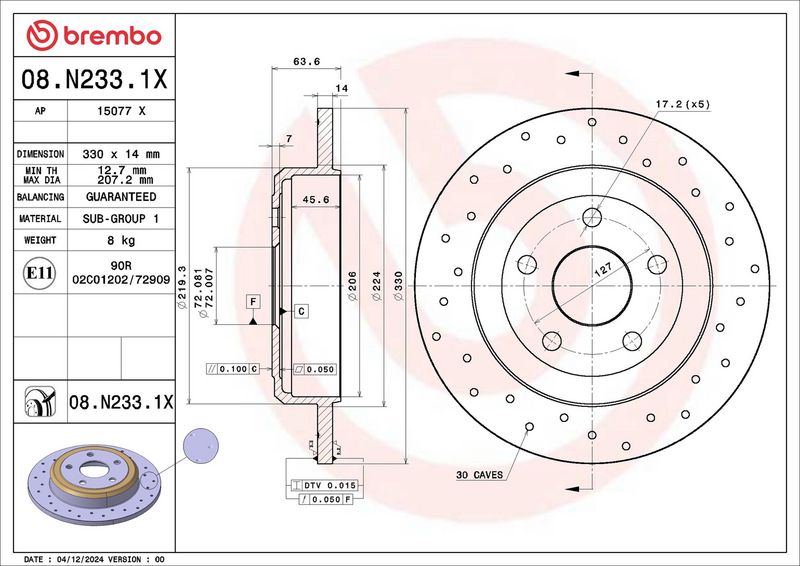Piduriketas, BREMBO 08.N233.1X