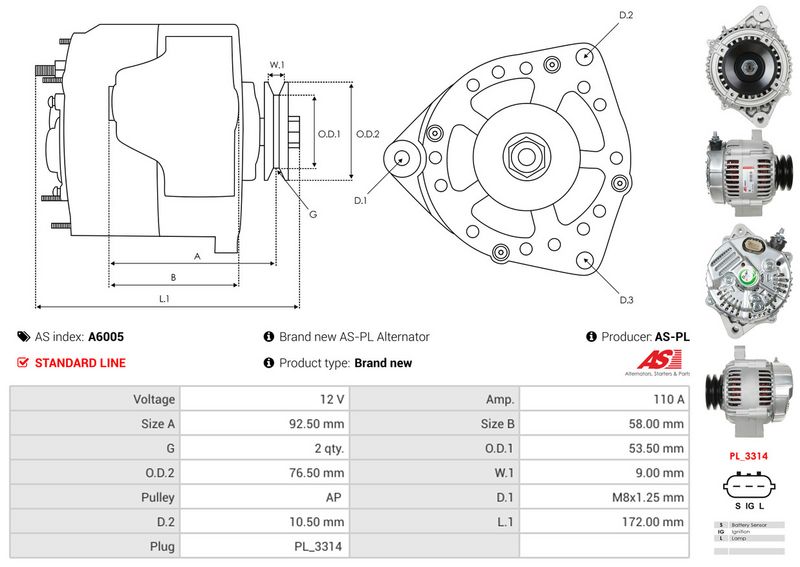 AS-PL A6005 Alternator
