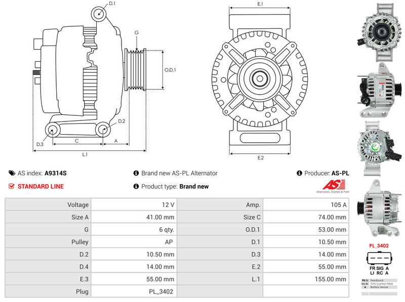 AS-PL A9314S Alternator