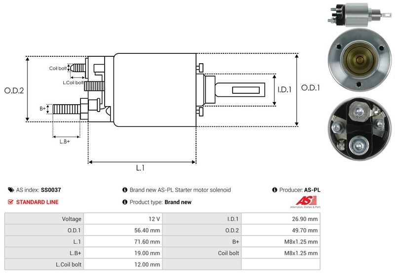 AS-PL SS0037 Solenoid Switch, starter