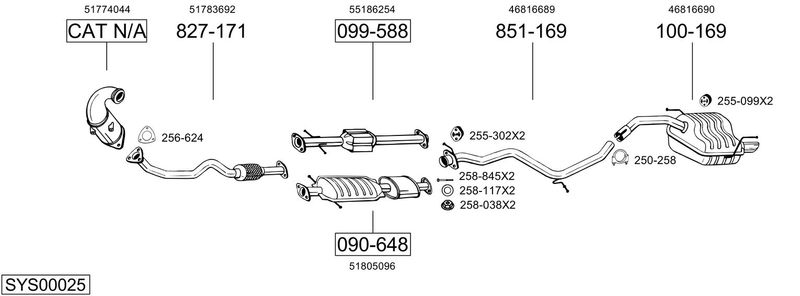 BOSAL kipufogórendszer SYS00025