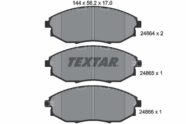 Комплект гальмівних накладок, дискове гальмо, Textar 2486401