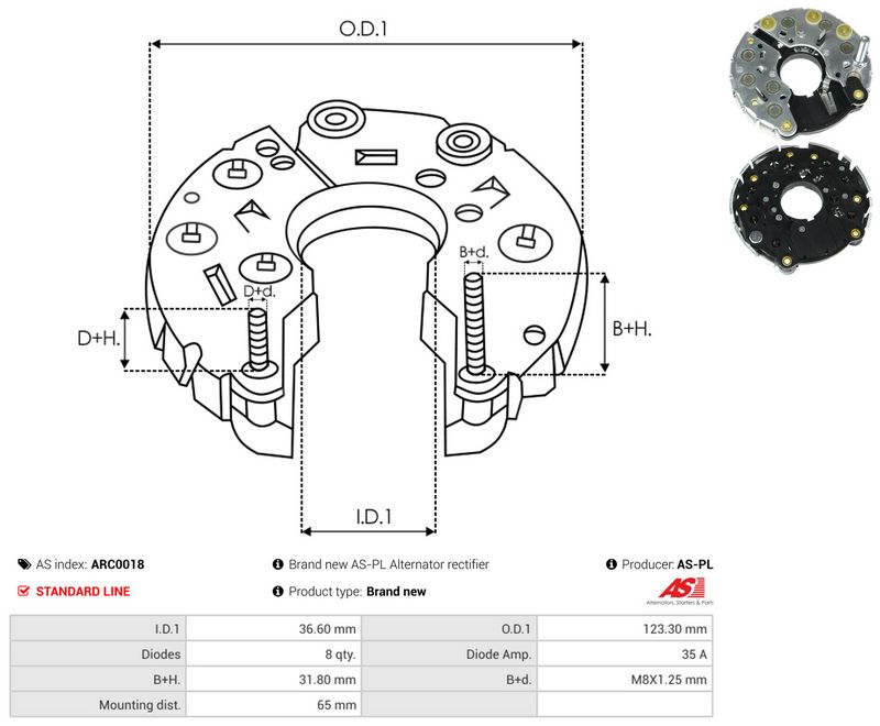 AS-PL ARC0018 Rectifier, alternator