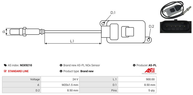 AS-PL NOX9210 NOx Sensor, urea injection