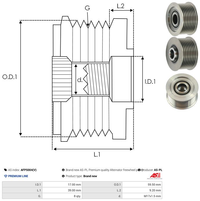AS-PL AFP5004(V) Alternator Freewheel Clutch