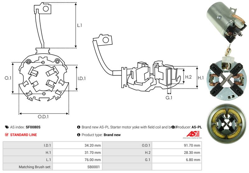AS-PL SF0080S Holder, carbon brushes