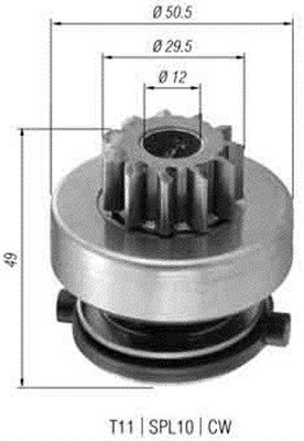 MAGNETI MARELLI бендикс z=11 RENAULT 1,9D:Clio, Kangoo, Megane, Trafic [940113020366]