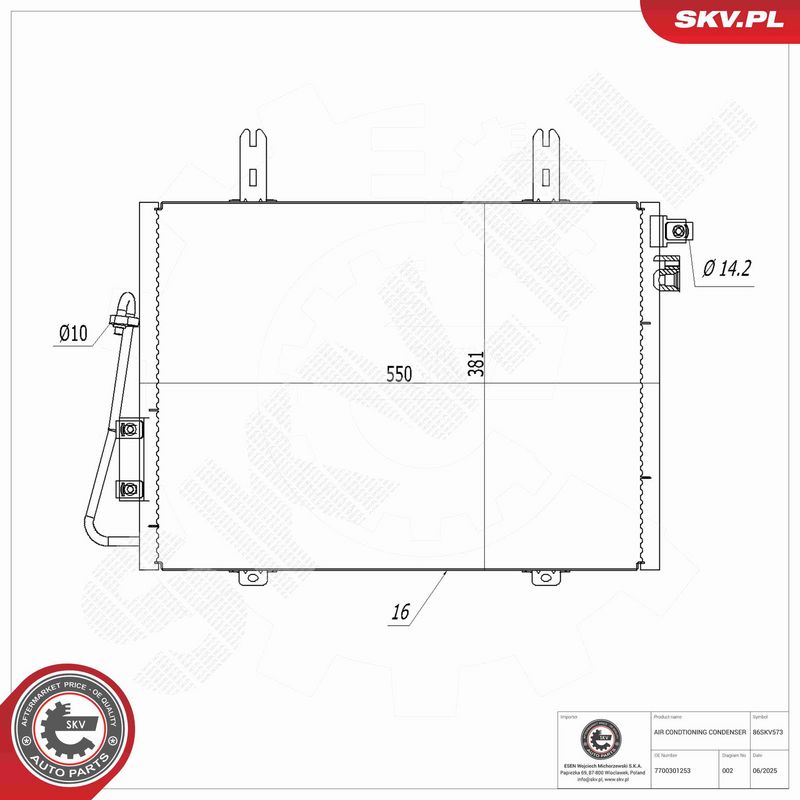 ESEN SKV 86SKV573 Condenser, air conditioning