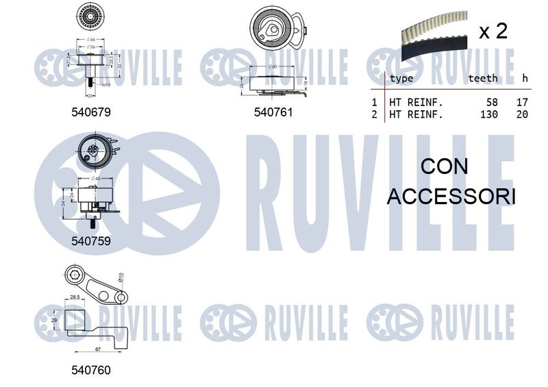 Комплект зубчастих ременів, Ruville 550116