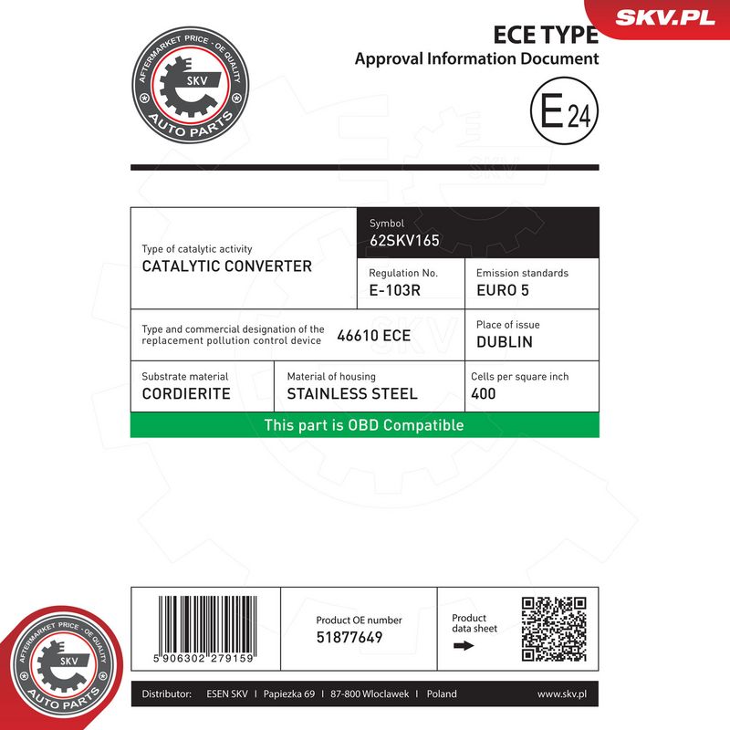 Prekės atitinka OEM kodą: 51934168