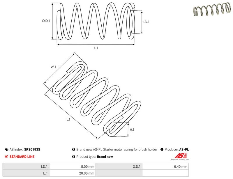 Remondikomplekt, Starter, AS-PL SRS0193S