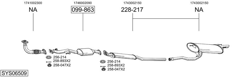 BOSAL kipufogórendszer SYS06509