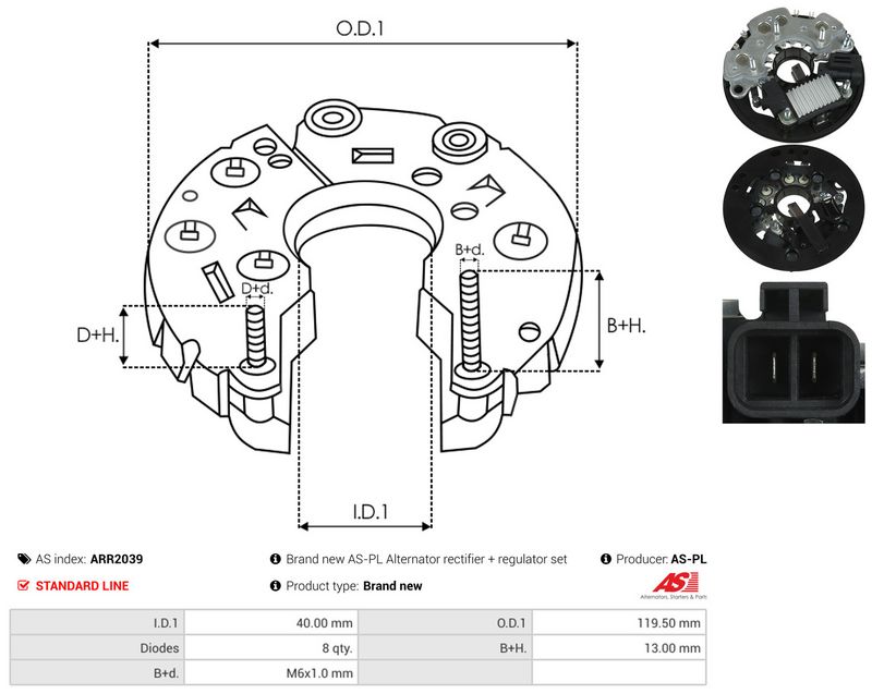 AS-PL ARR2039 Rectifier, alternator