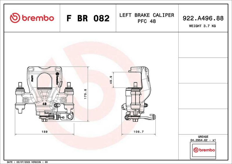 BREMBO FBR082 Brake Caliper