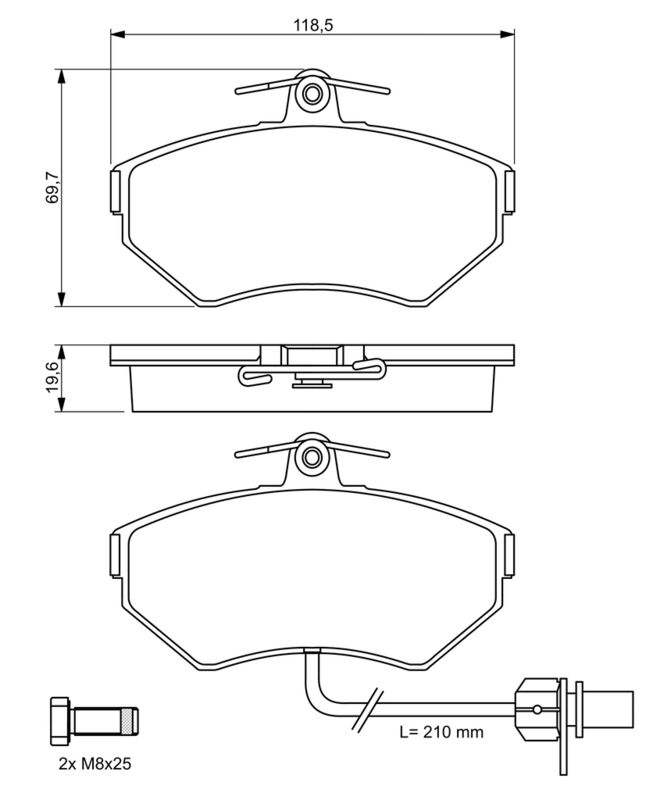 Piduriklotsi komplekt, ketaspidur, BOSCH 0 986 494 042