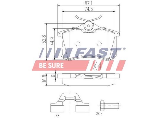 Комплект гальмівних накладок, дискове гальмо, Fast FT29520