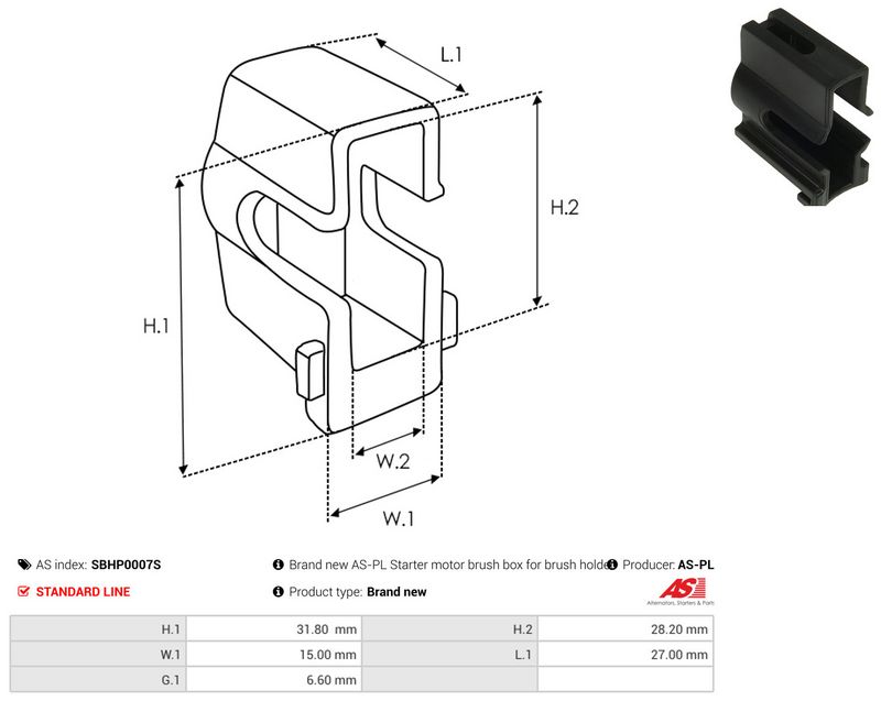 Remondikomplekt, Starter, AS-PL SBHP0007S