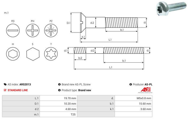 Remondikomplekt, generaator, AS-PL ARS2013