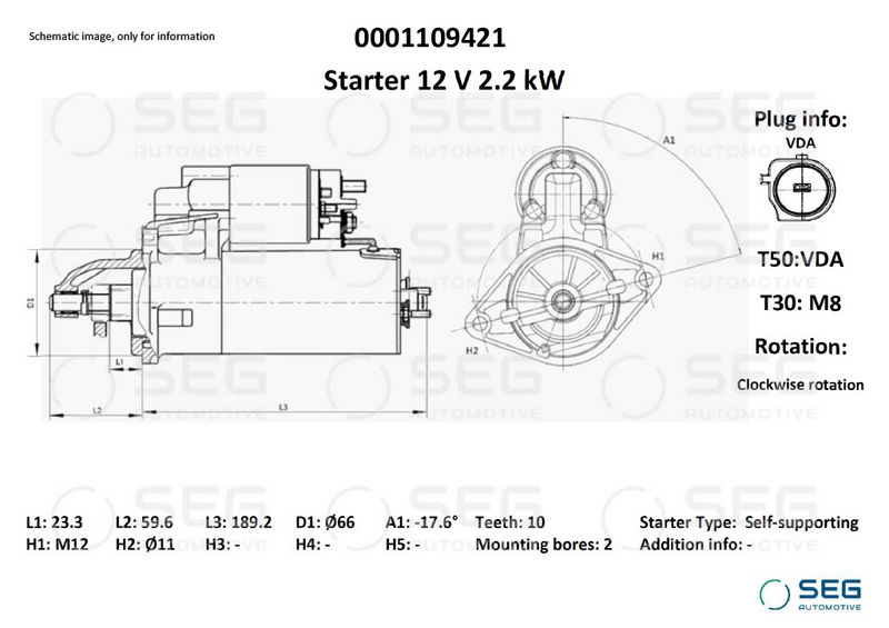 SEG Automotive 0001109421 Starter