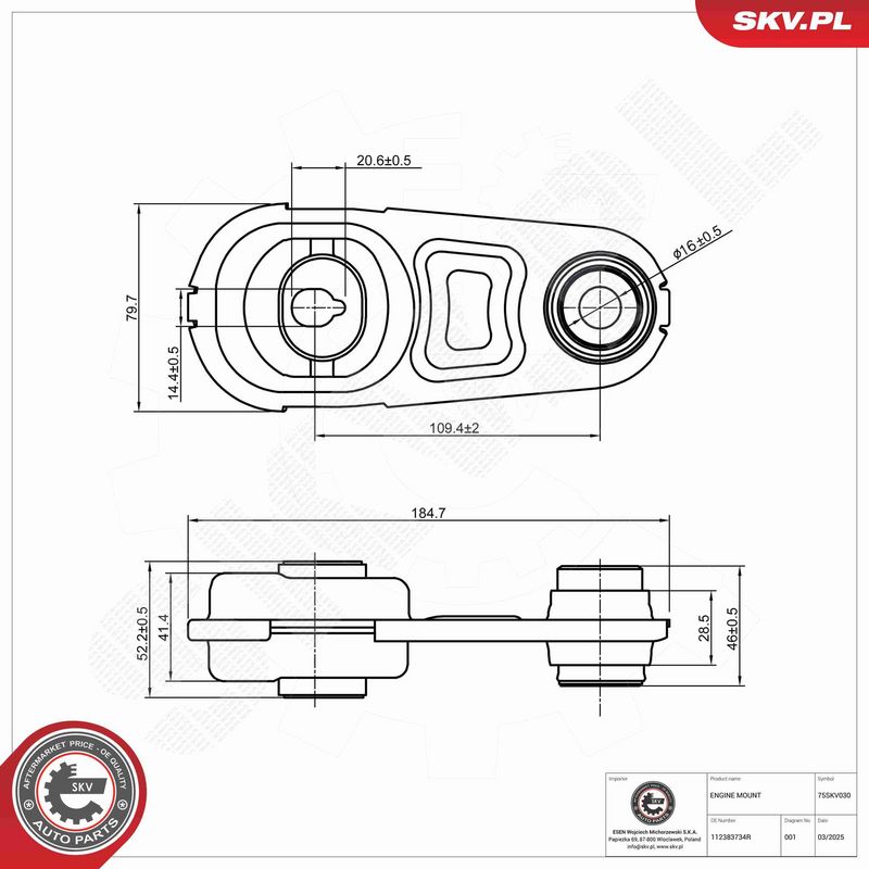 ESEN SKV 75SKV030 Variklio pagalvė