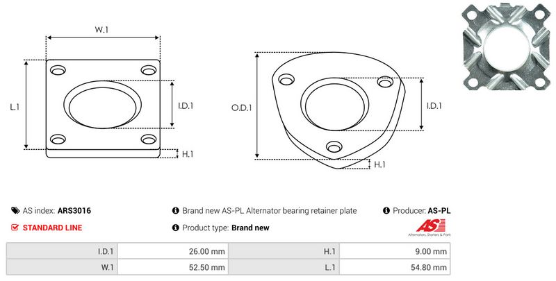 Remondikomplekt, generaator, AS-PL ARS3016