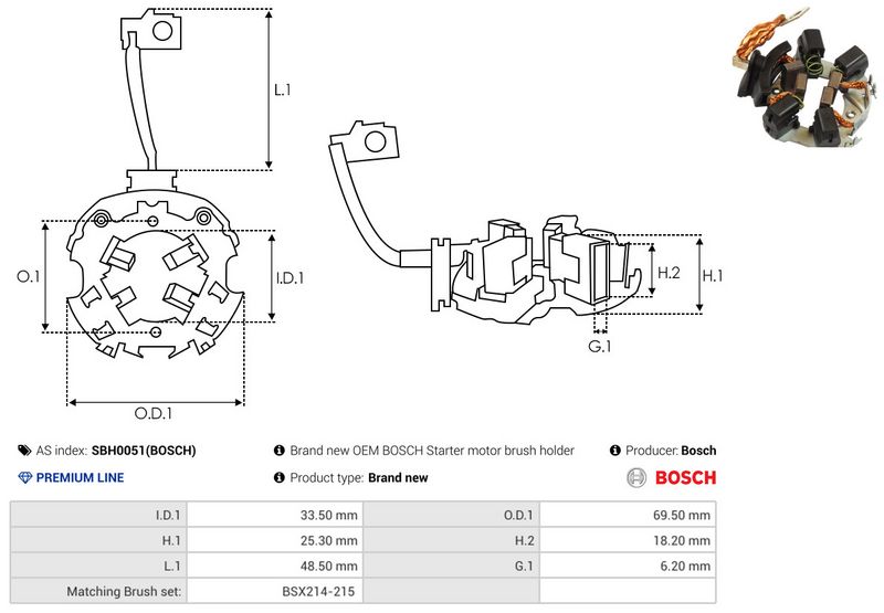 AS-PL SBH0051(BOSCH) Holder, carbon brushes