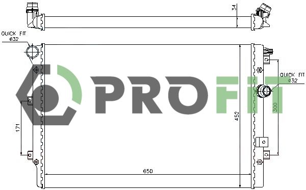 Радіатор, система охолодження двигуна, Profit 1740-0036